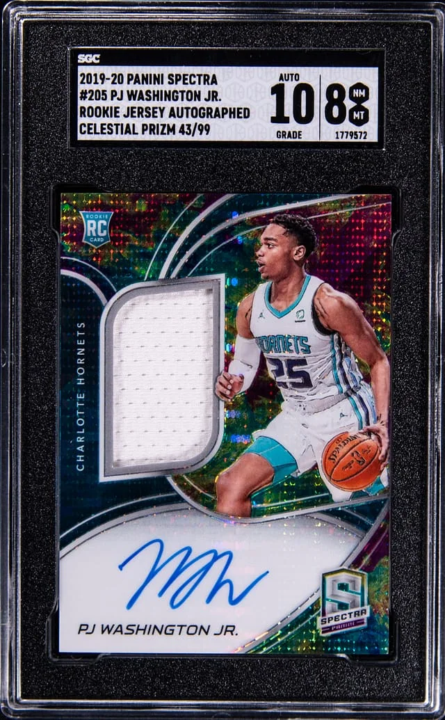 2019-20 Panini Spectra P.J. Washington Jr. Jersey Autographed Celestial Prizm #205 card image