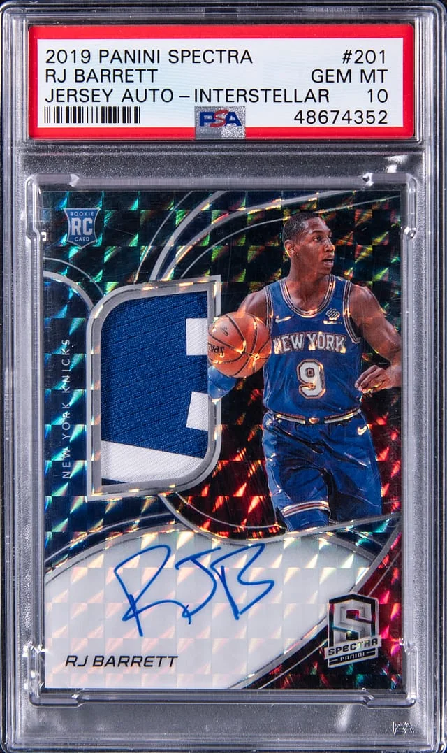 2019-20 Panini Spectra RJ Barrett Patch Autograph (RPA) Interstellar #201 card image