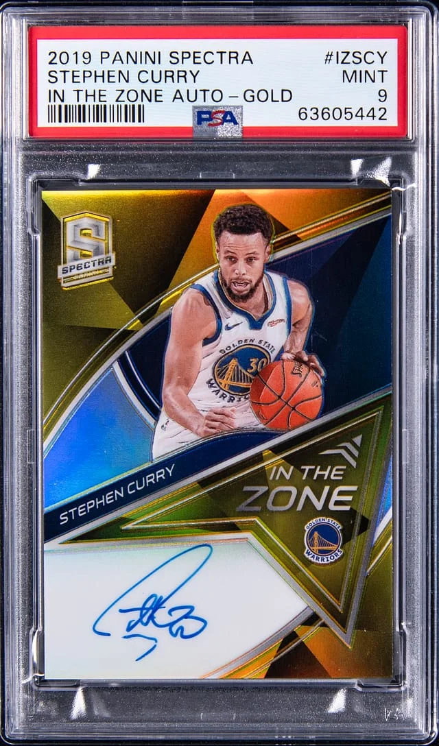 2019-20 Panini Spectra Stephen Curry In the Zone Autograph Gold #IZ-SCY card image