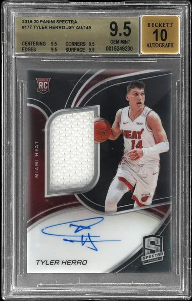 2019-20 Panini Spectra Tyler Herro Jersey Autograph #177 card image