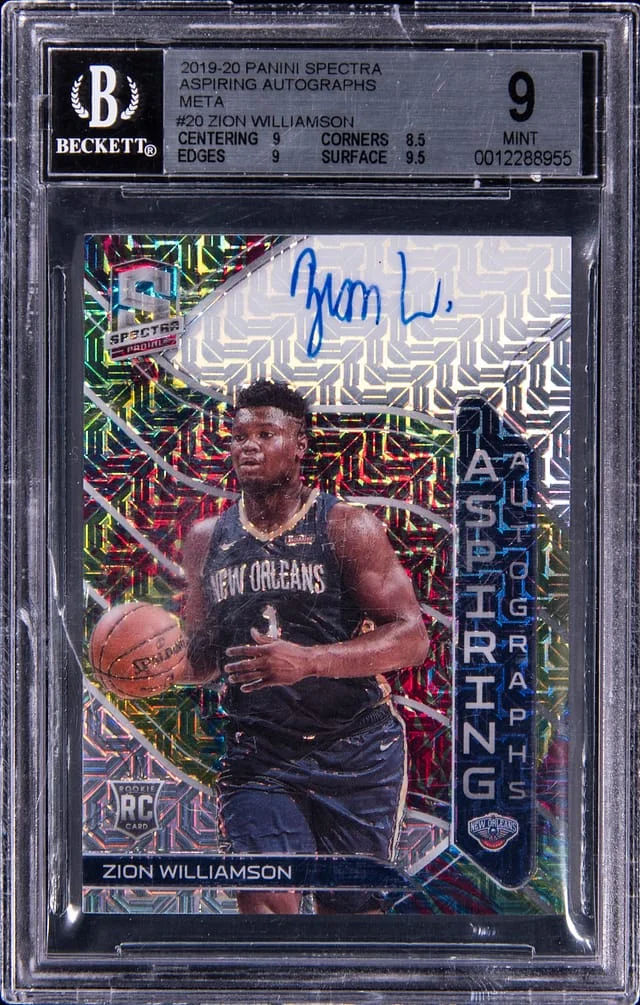 2019-20 Panini Spectra Zion Williamson Aspiring Autographs Meta #20 card image