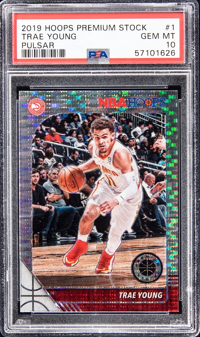 2019-20 Panini Trae Young NBA Hoops Premium Stock Pulsar #1 card image