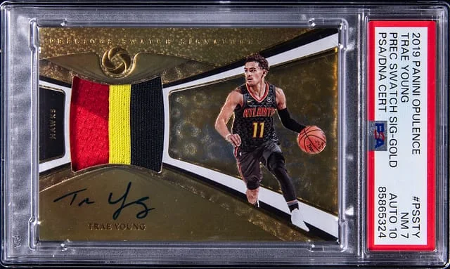 2019-20 Panini Trae Young Opulence Precious Swatch Signatures #PSS-TY card image