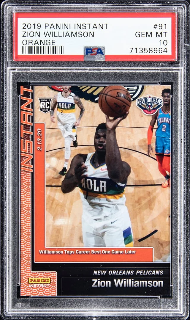 2019-20 Panini Zion Williamson Instant Orange #91 card image