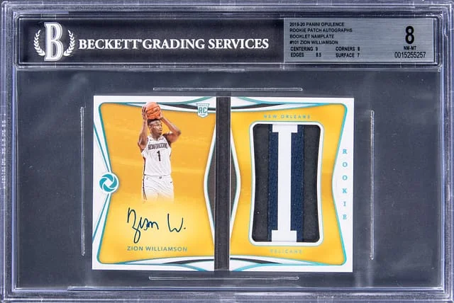 2019-20 Panini Zion Williamson Opulence Patch Autograph (RPA) #RPA-ZWL card image