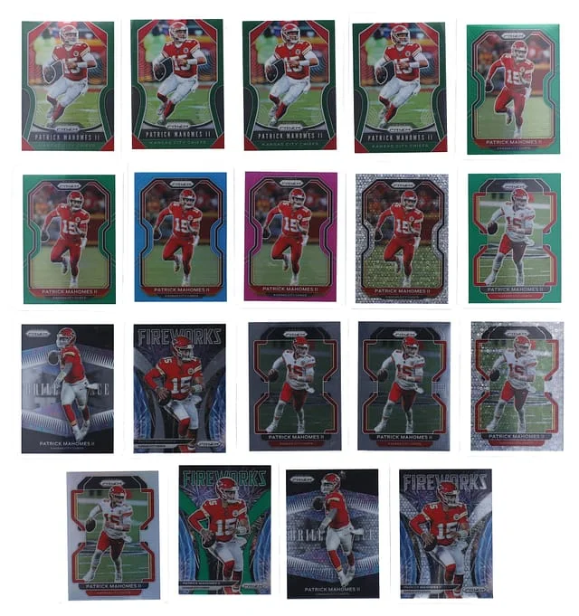 2019-21 Panini Prizm Patrick Mahomes II Collection (19) - Featuring Fireworks & Brilliance Disco Prizm Examples #no-number card image