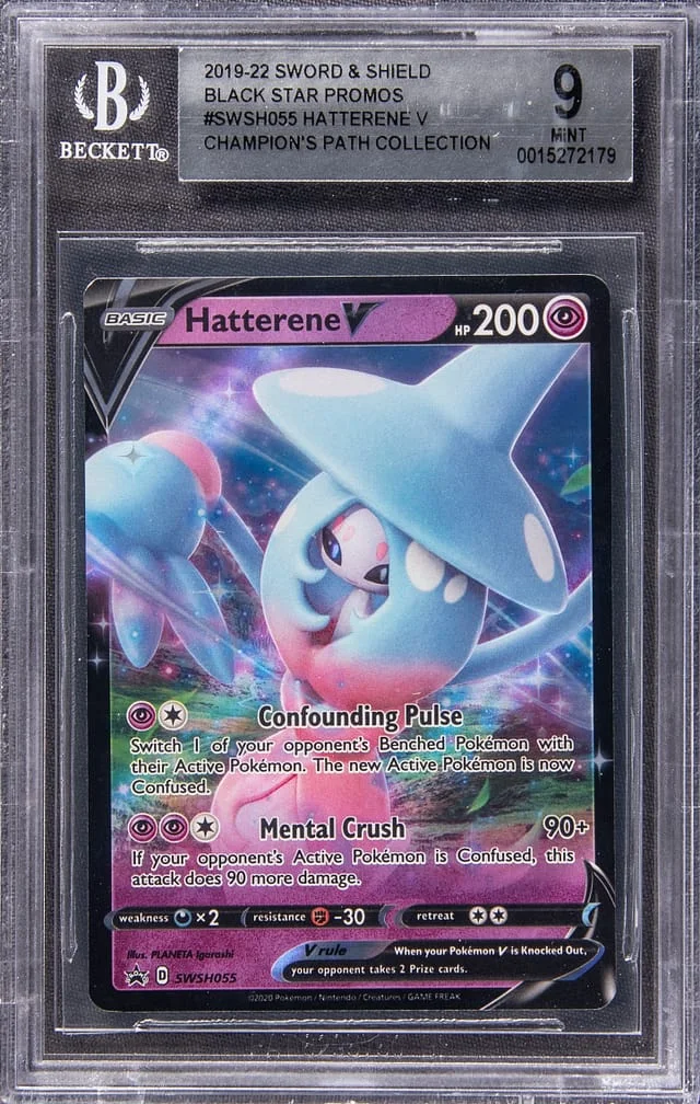2019-22 Pokemon Sword & Shield Black Star Promos Champion's Path Collection Full Art Holofoil Hatterne V #SWSH055 card image
