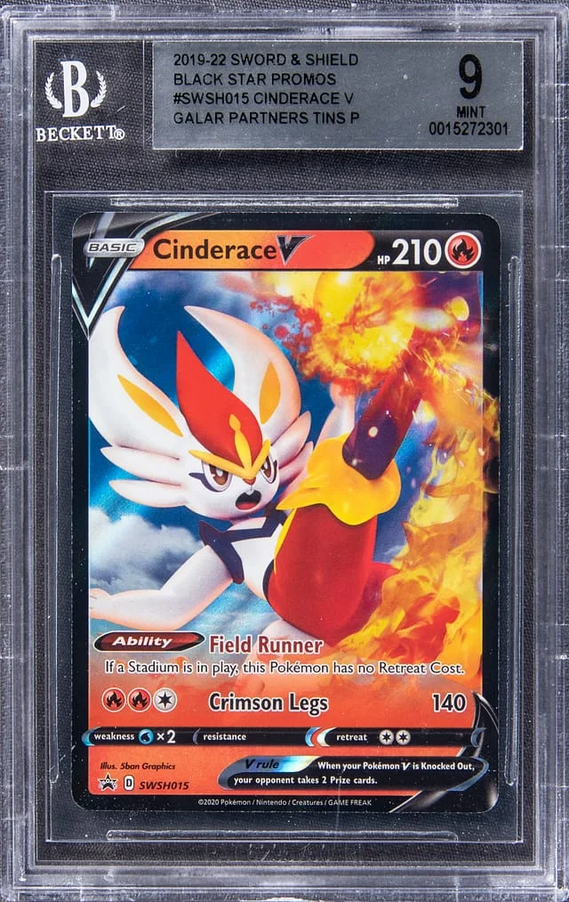 2019-22 Pokemon Sword & Shield Black Star Promos Galar Partners Tins Cinderace V #SWSH105 card image