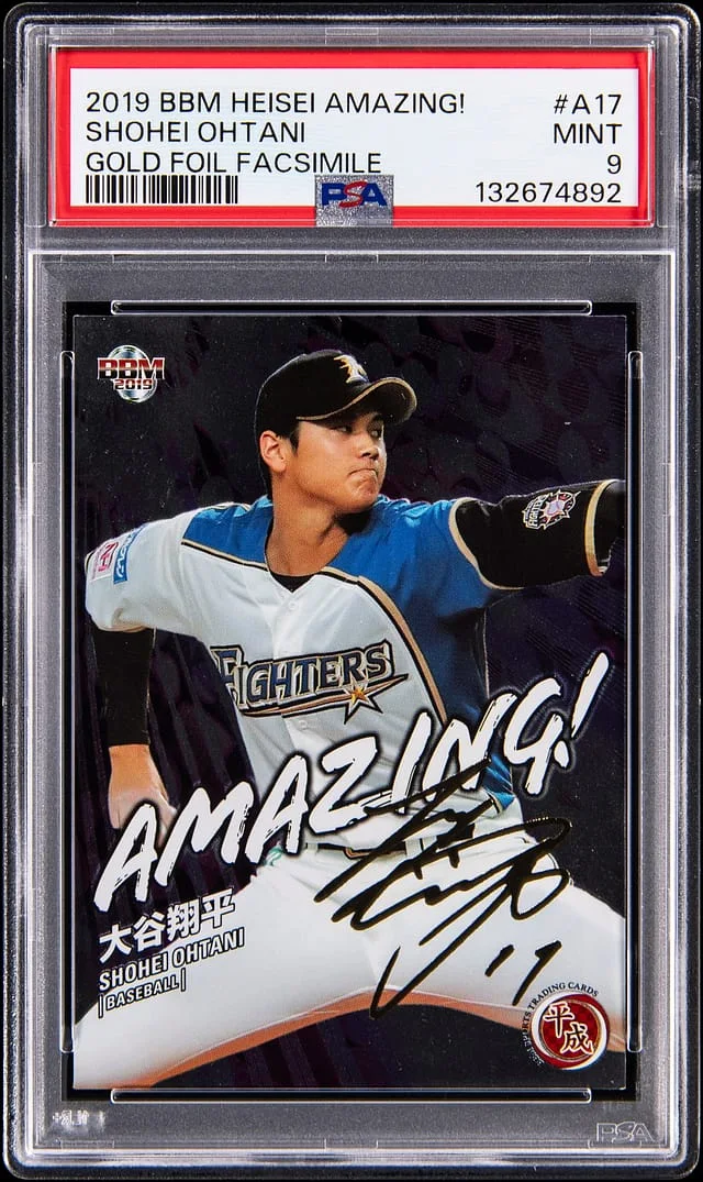 2019 BBM Heisei Amazing! Gold Foil Facsimile Shohei Ohtani #A17 card image