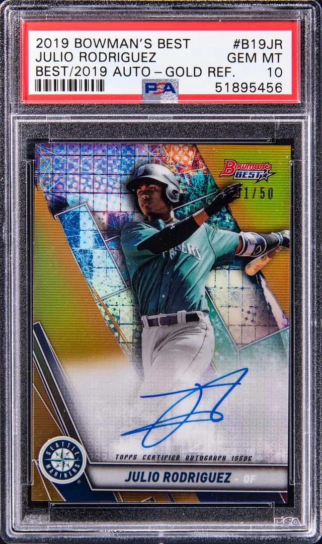 2019 Bowman Best Julio Rodriguez 2019 Autograph Gold Refractor #B19JR card image