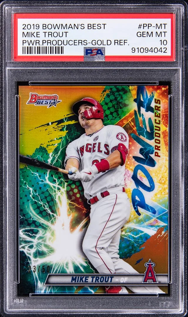 2019 Bowman Best Mike Trout Power Producers Gold Refractor #PP-MT card image