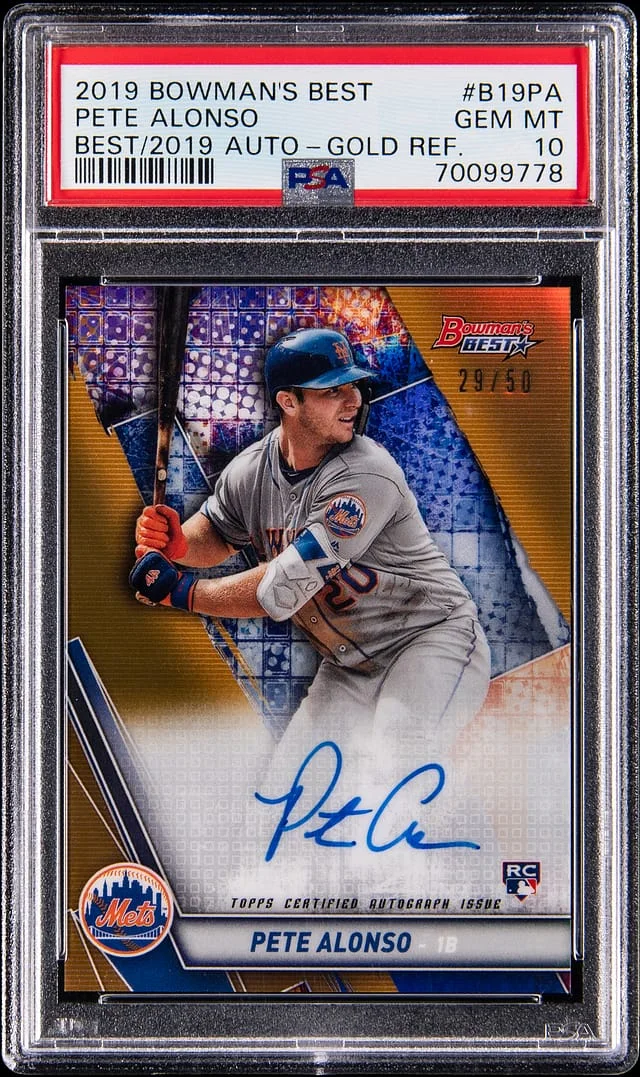 2019 Bowman Best Pete Alonso of 2019 Autograph Gold Refractor #B19-PA card image
