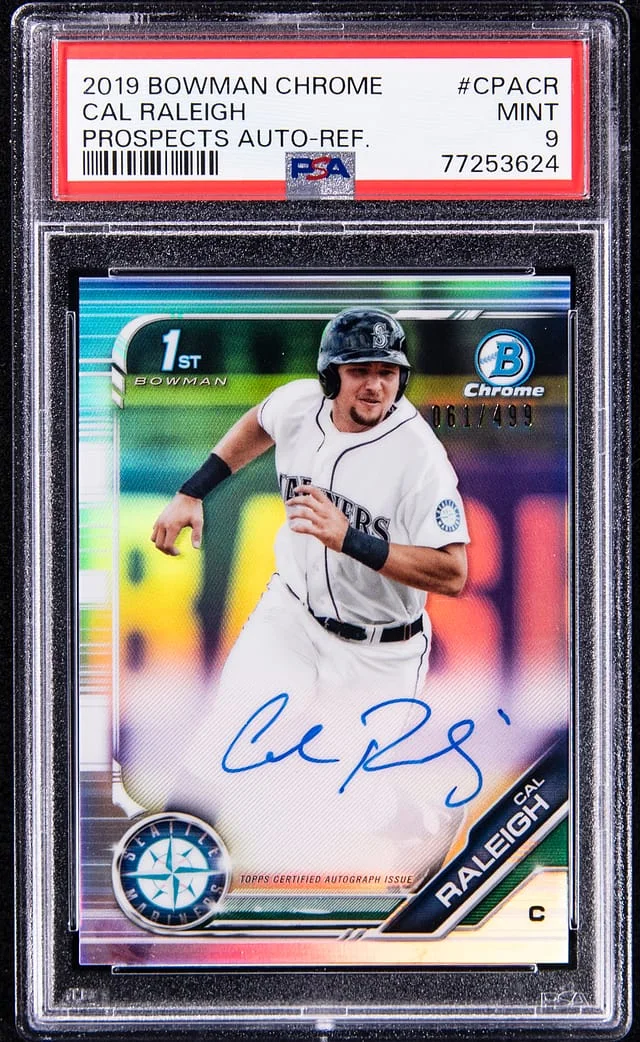 2019 Bowman Chrome Cal Raleigh Prospect Autograph Refractor #CPACR card image