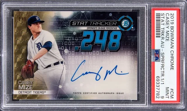 2019 Bowman Chrome Casey Mize Stat Tracker Autographs SuperFractor #STA-CM card image