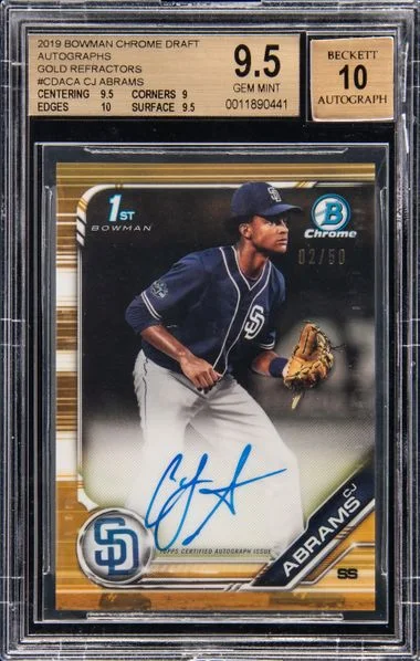 2019 Bowman Chrome CJ Abrams Autographs Gold Refractor #CDA-CA card image