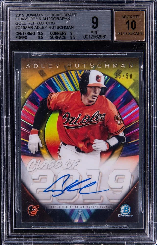 2019 Bowman Chrome Draft Adley Rutschman Class of '19 Autographs Gold Refractor #C19A-AR card image