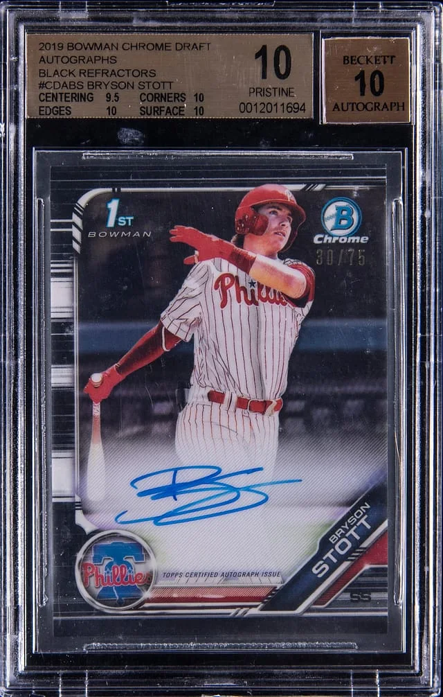 2019 Bowman Chrome Draft Bryson Stott Autographs Black Refractors #CDA-BS card image