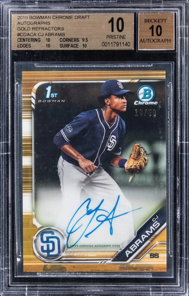 2019 Bowman Chrome Draft CJ Abrams Autographs Gold Refractor #CDA-CA card image