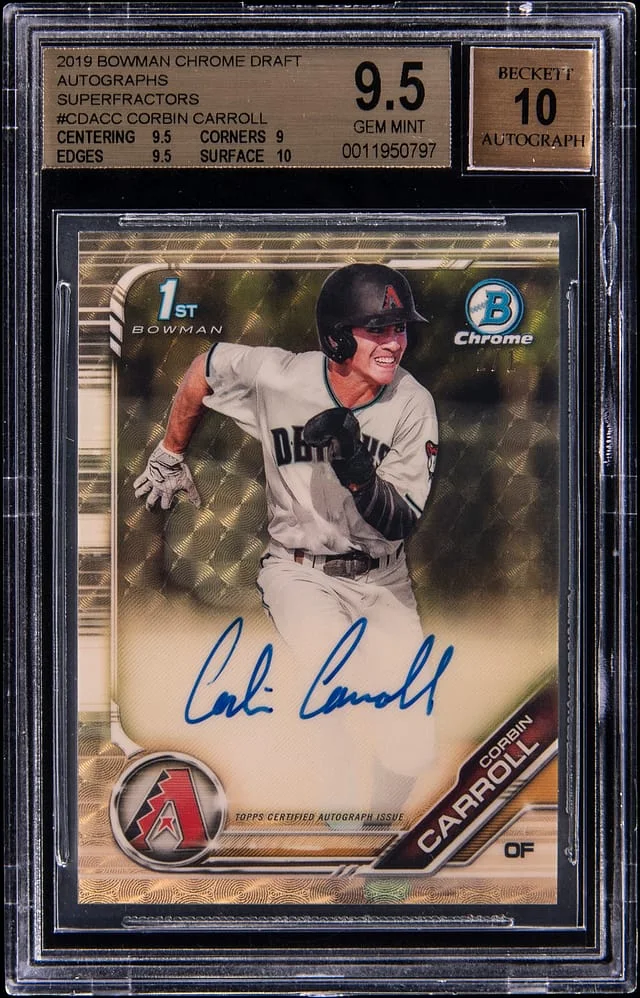 2019 Bowman Chrome Draft Corbin Carroll Autographs SuperFractor #CDA-CC card image