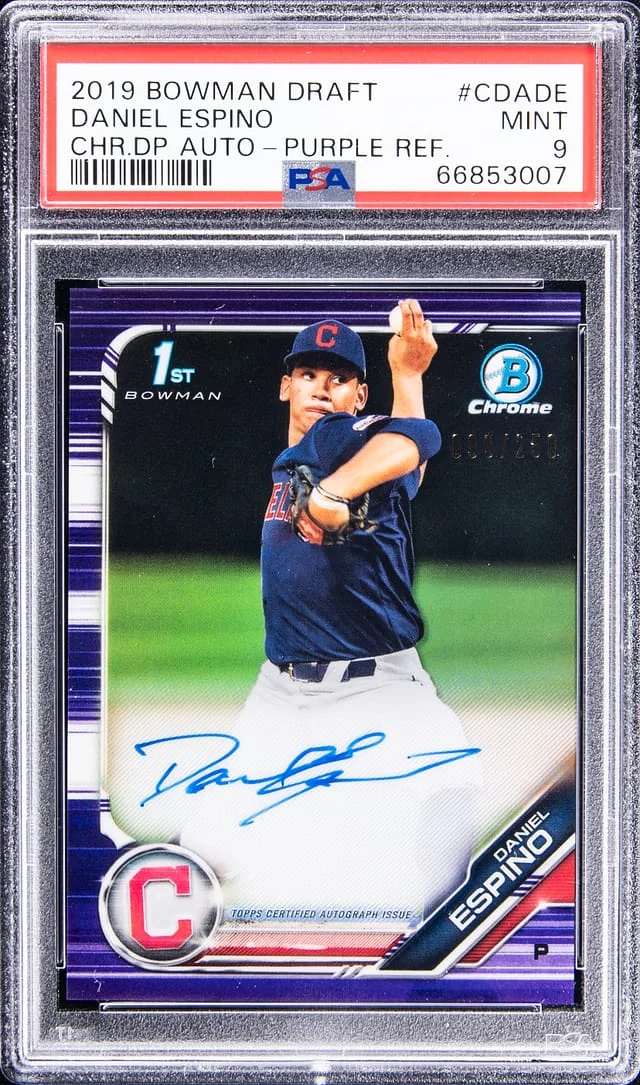 2019 Bowman Chrome Draft Daniel Espino Picks Autograph Purple Refractor #CPA-DE card image