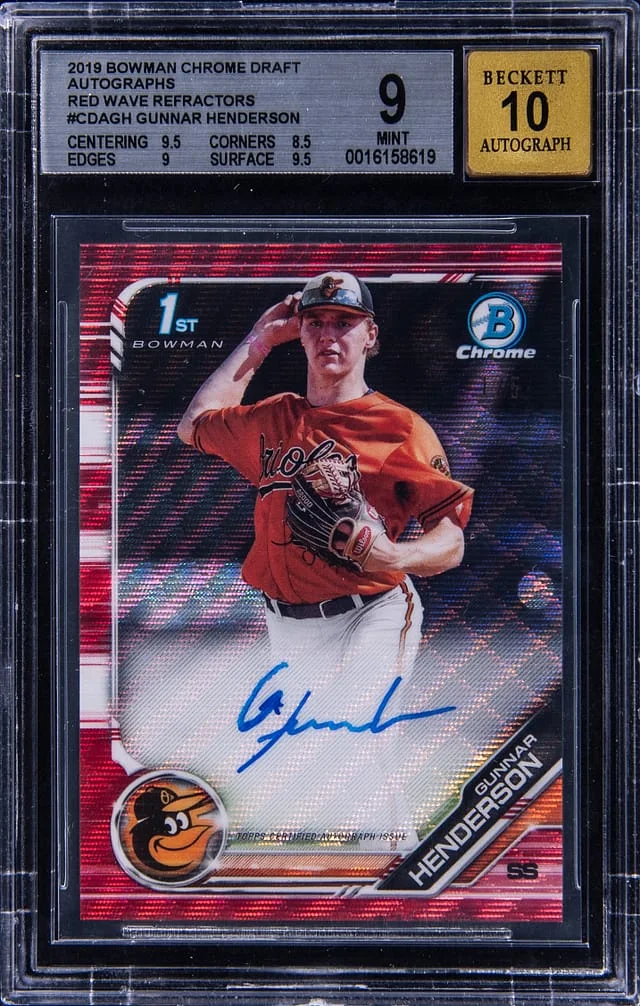 2019 Bowman Chrome Draft Gunnar Henderson Autographs Gold Refractor #CDA-GH card image