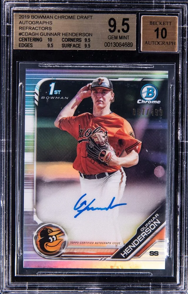 2019 Bowman Chrome Draft Gunnar Henderson Autograph #CDAGH card image