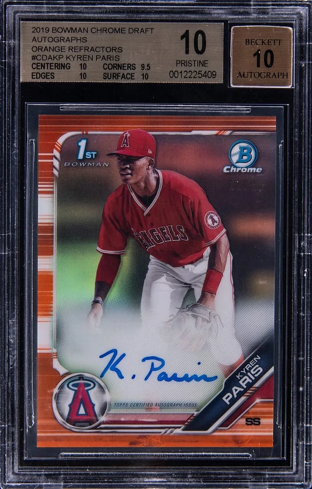 2019 Bowman Chrome Draft Kyren Paris Autographs Orange Refractor #CDA-KP card image