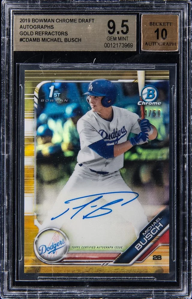 2019 Bowman Chrome Draft Michael Busch Autographs Gold Refractors #CDA-MB card image