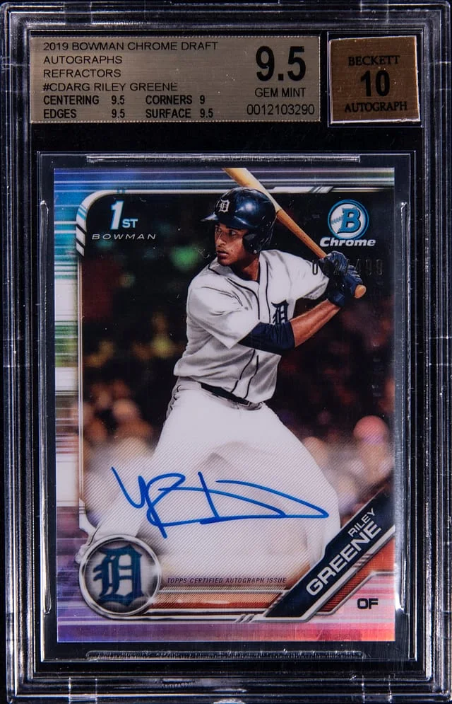 2019 Bowman Chrome Draft Riley Greene Autograph Refractor #CDARG card image