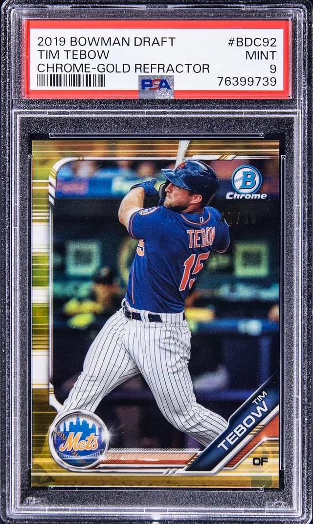 2019 Bowman Chrome Draft Tim Tebow Gold Refractor #BDC-92 card image