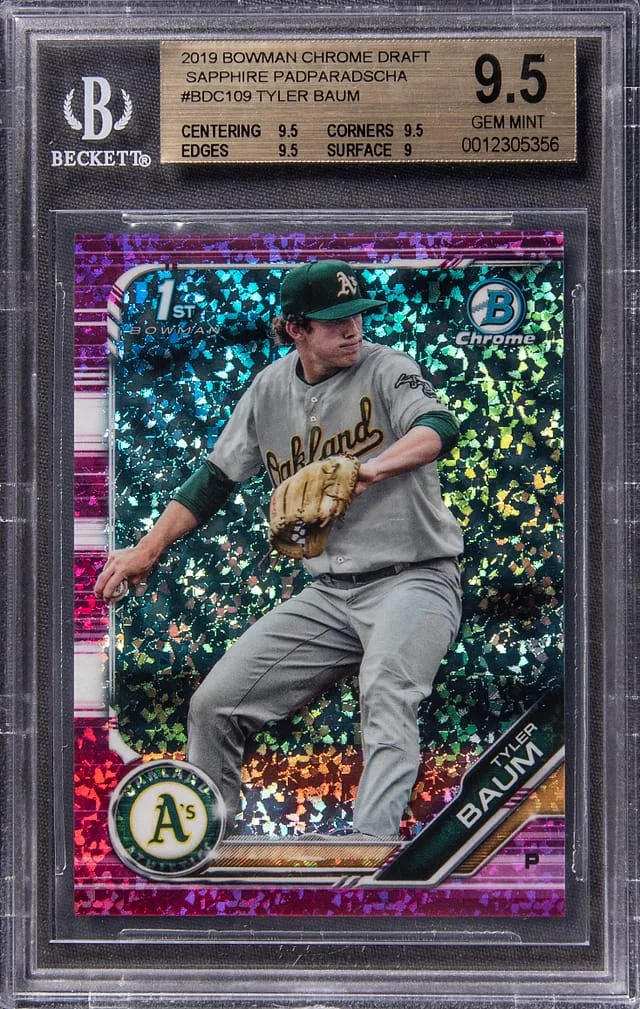 2019 Bowman Chrome Draft Tyler Baum Sapphire Padparadscha #BDC-109 card image