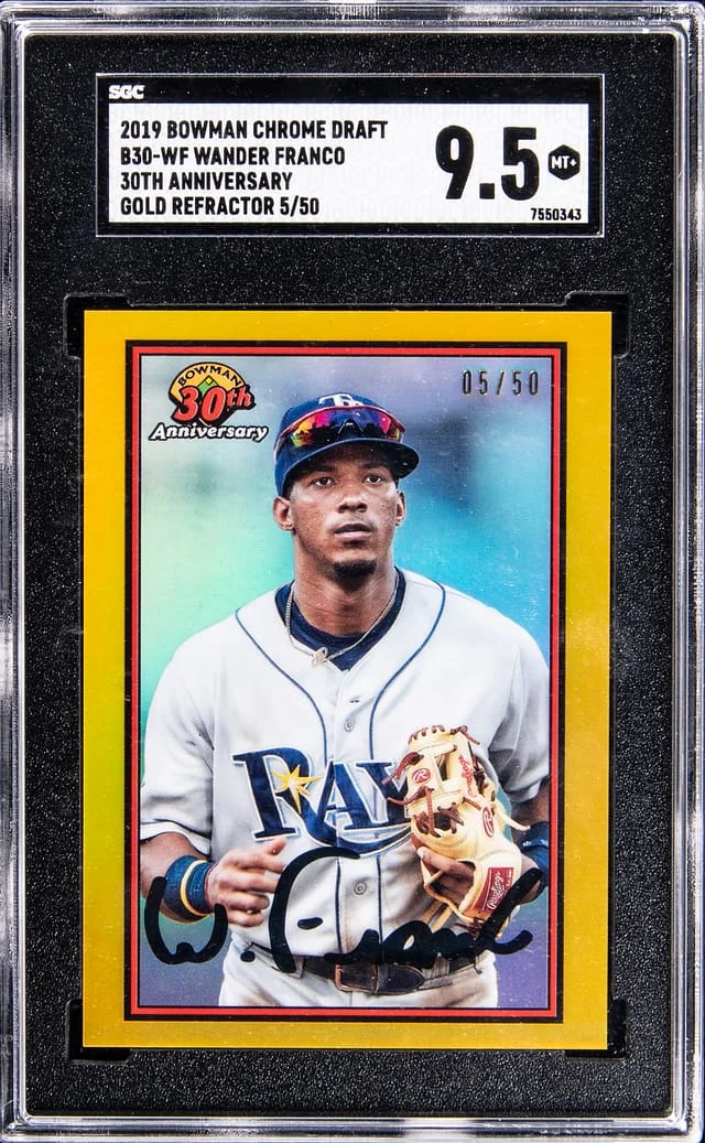 2019 Bowman Chrome Draft Wander Franco 30th Anniversary Gold Refractor #B30-WF card image