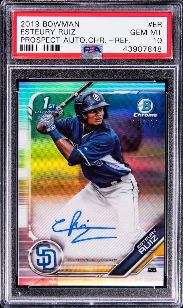 2019 Bowman Chrome Esteury Ruiz Prospect Autograph Refractor #ER card image