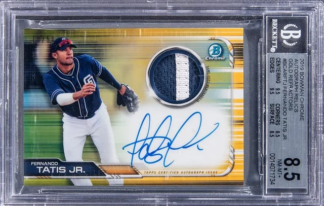 2019 Bowman Chrome Fernando Tatis Jr Autograph Relic Gold Refractor #BCAR-FTJ card image