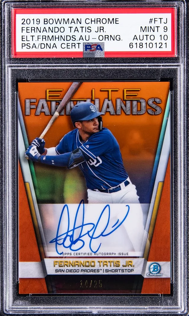 2019 Bowman Chrome Fernando Tatis Jr. Elite Farmhands Autograph Orange #EFA-FTJ card image