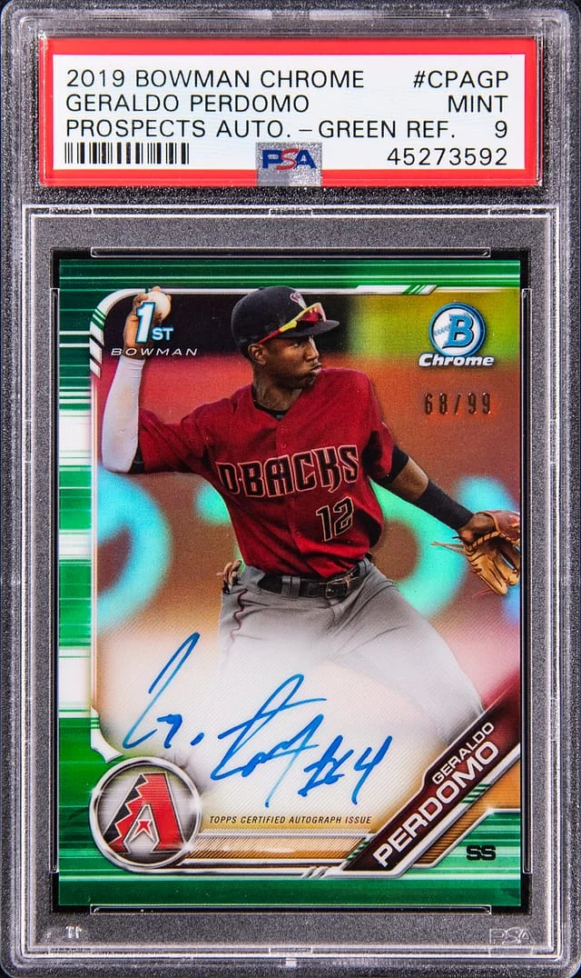 2019 Bowman Chrome Geraldo Perdomo Autograph-Green Refractor #CPAGP card image