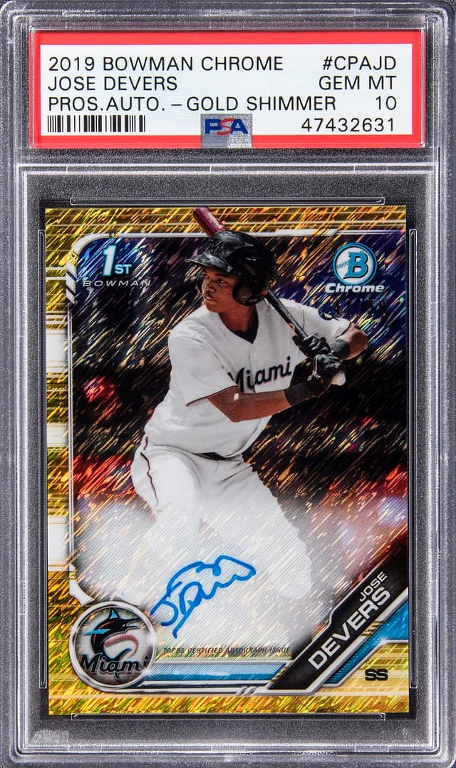 2019 Bowman Chrome Jose Devers Prospect Autograph Gold Shimmer #CPA-JD card image