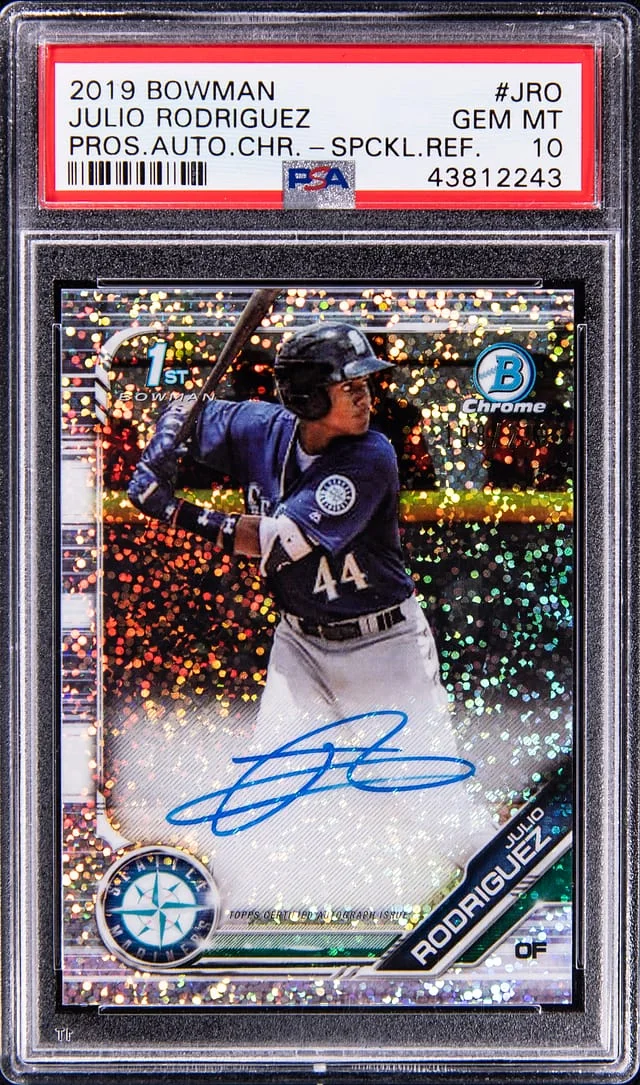 2019 Bowman Chrome Julio Rodriguez Prospect Autograph Speckle Refractor #JRO card image