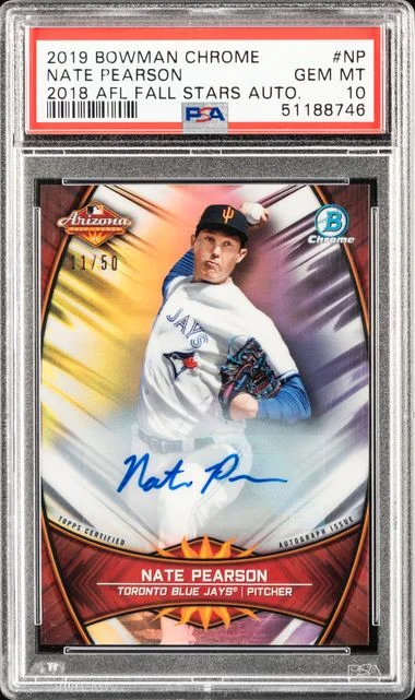 2019 Bowman Chrome Nate Pearson 2018 AFL Fall Stars Autographs #AFL-NP card image