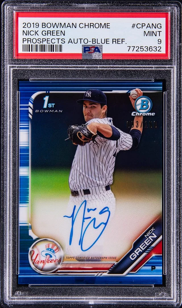 2019 Bowman Chrome Nick Prospect Autograph Blue Refractor #CPANG card image