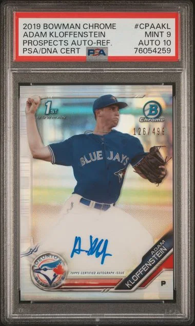 2019 Bowman Chrome Prospects Autographs Refractor Cpaakl Adam Kloffenstein #no-number card image
