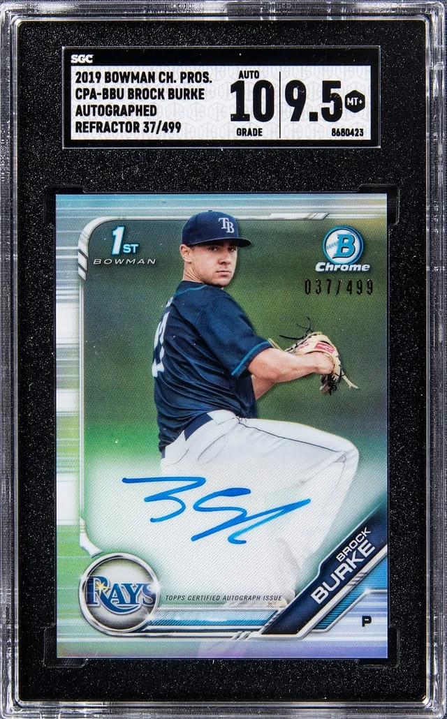 2019 Bowman Chrome Prospects Brock Burke Autographed Refractor #CPA-BBU card image