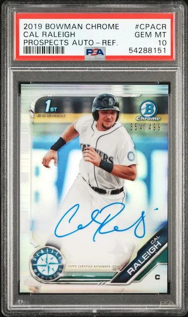 2019 Bowman Chrome Prospects Cal Raleigh Autographs Refractor #CPA-CR card image