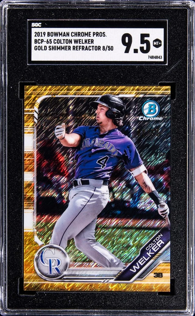 2019 Bowman Chrome Prospects Colton Welker Gold Shimmer Refractor #BCP-65 card image
