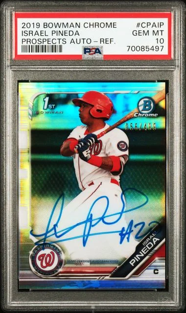 2019 Bowman Chrome Prospects Israel Pineda Autographs Refractor #CPA-IP card image