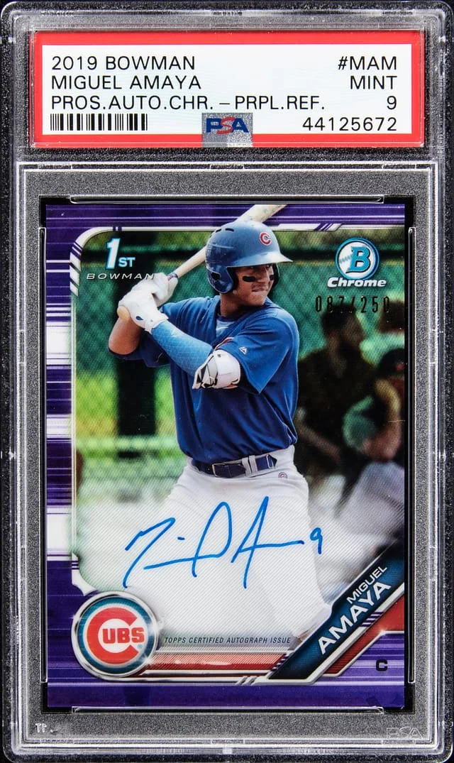 2019 Bowman Chrome Prospects Miguel Amaya Autograph Refractor #CPA-MAM card image
