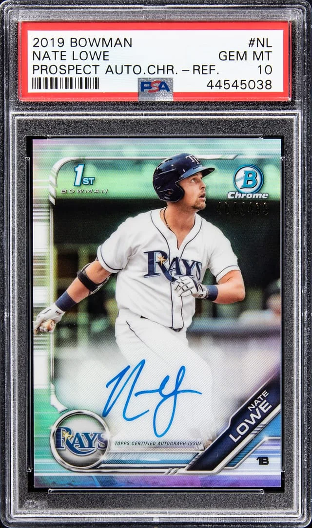 2019 Bowman Chrome Prospects Nate Lowe Autograph Refractor #CPA-NL card image