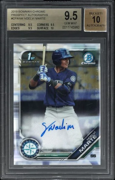 2019 Bowman Chrome Prospects Noelvi Marte Autograph #CPA-NMA card image