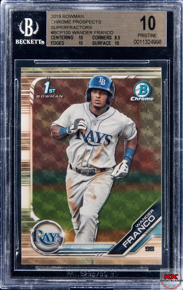 2019 Bowman Chrome Prospects Wander Franco Gold Refractor #BCP-100 card image