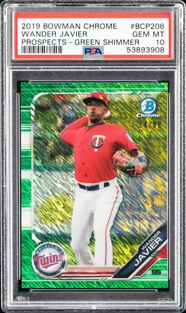 2019 Bowman Chrome Prospects Wander Javier Green Shimmer #BCP206 card image
